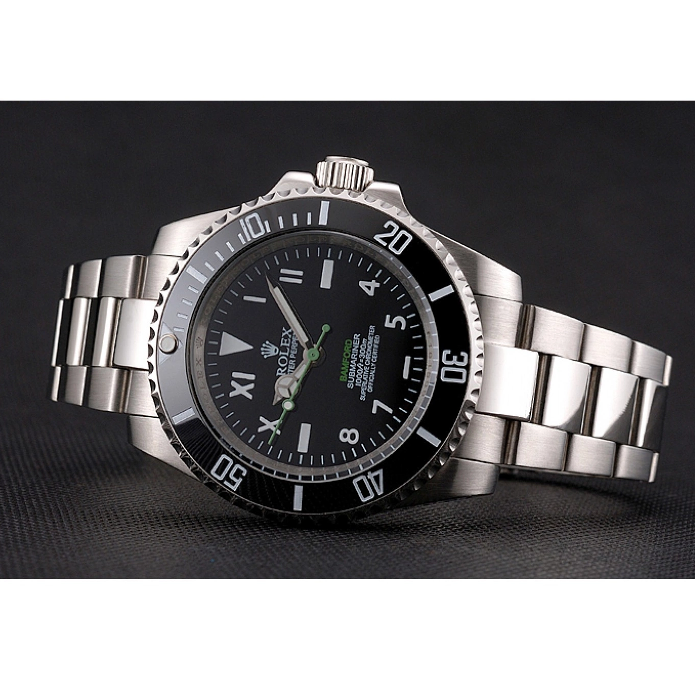 Aaa replica Rolex With Submariner Roman Bamford Black Steel Numerals Black And Stainless Dial Bezel Case Bracelet 0603